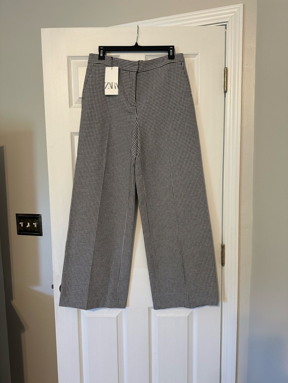Zara Black & White Houndstooth Trousers